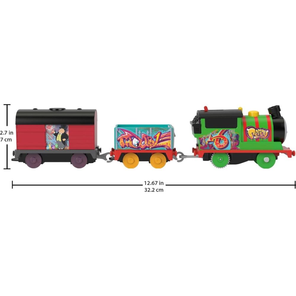 Locomotiva motorizata cu 2 vagoane, Thomas and Friends, Great Graffiti Percy, HTN41