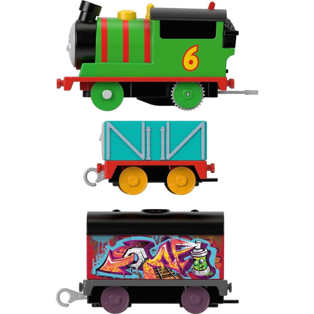 Locomotiva motorizata cu 2 vagoane, Thomas and Friends, Great Graffiti Percy, HTN41