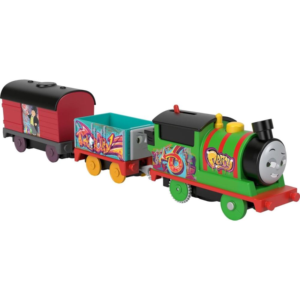 Locomotiva motorizata cu 2 vagoane, Thomas and Friends, Great Graffiti Percy, HTN41