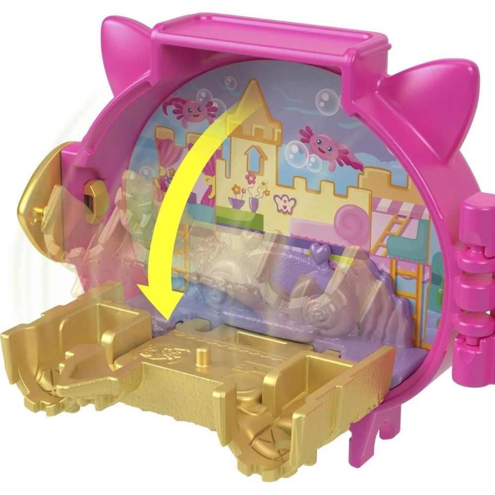 Mini gentuta in forma de animalut cu accesorii, Polly Pocket, Axolotl, HXX22