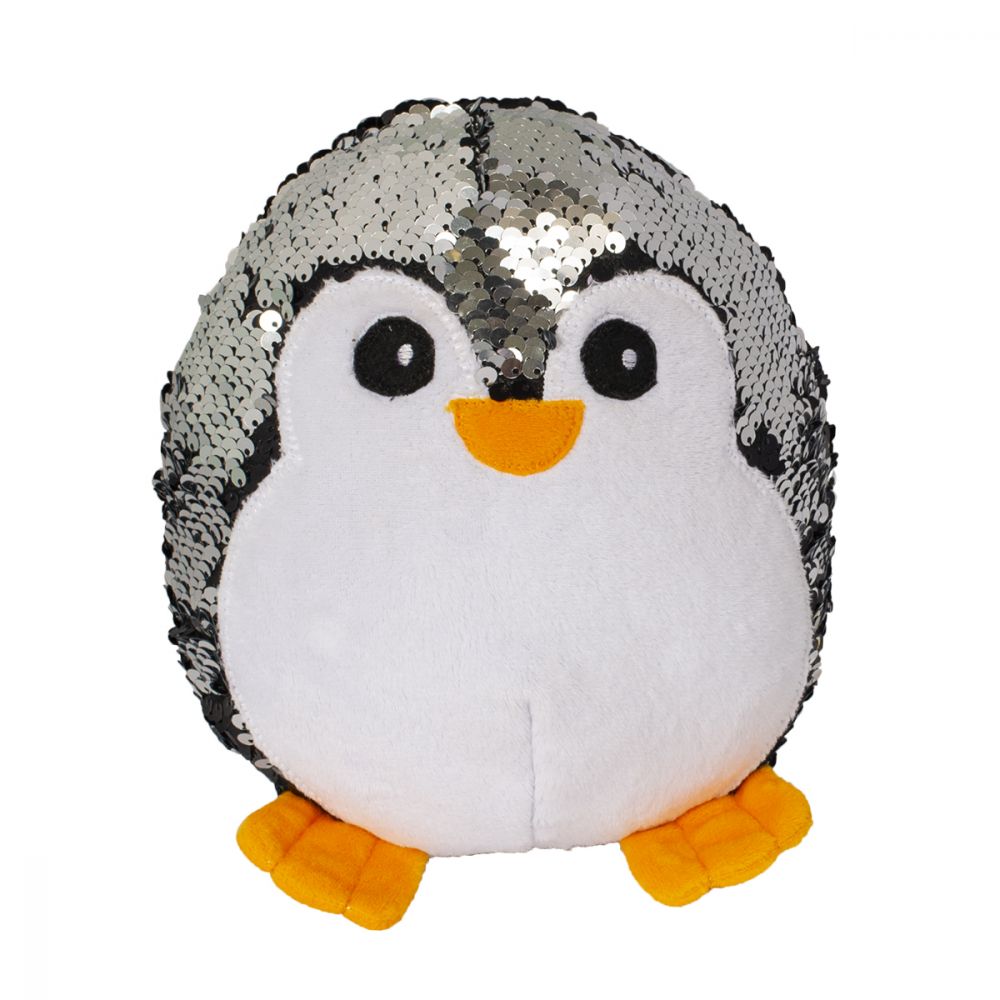 Jucarie de plus Noriel, Pinguin cu paiete reversibile, 18 cm 