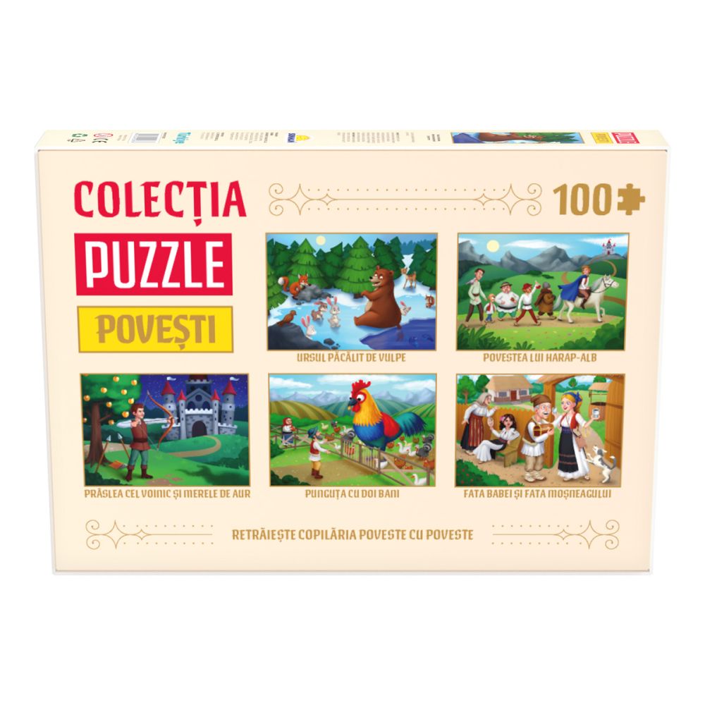 Puzzle Noriel, Basme Romanesti, Ursul pacalit de vulpe, 100 piese
