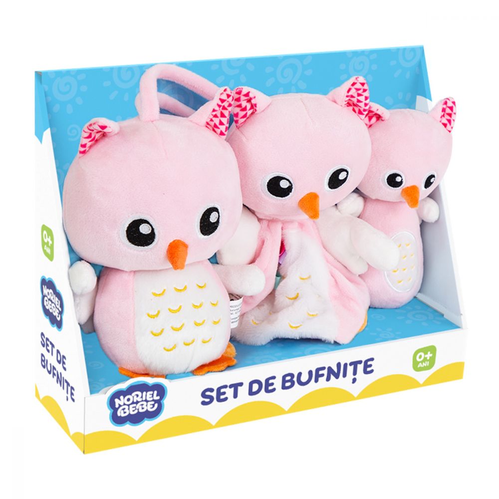 Set 3 bufnite prietenoase, de plus, Noriel Bebe, roz