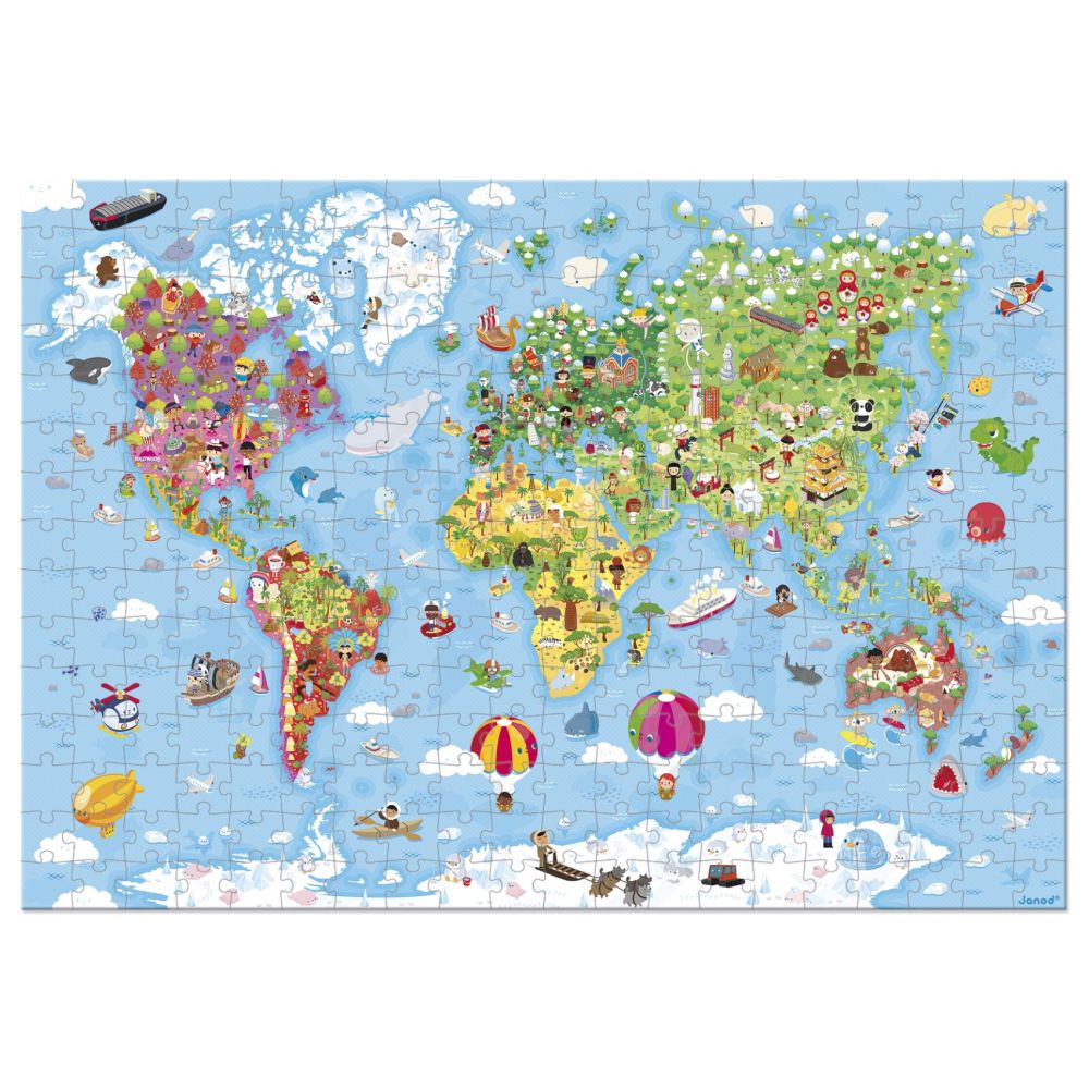Puzzle Janod - Harta Lumii, 300 piese