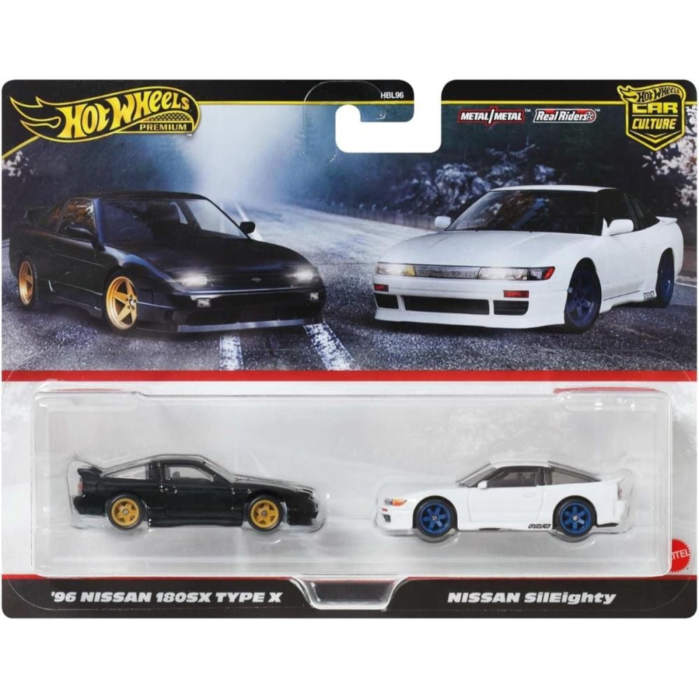 Set 2 masini metalice, Hot Wheels, 1996 Nissan 180SX Type X si Nissan SilEighty, JBK96