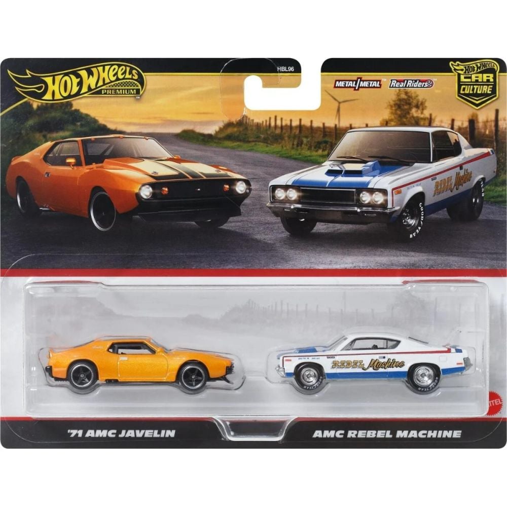 Set 2 masini metalice, Hot Wheels, AMC Javelin si AMC Rebel Machine 979Q, JBL06