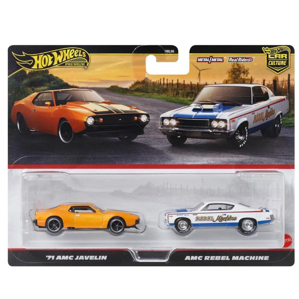 Set 2 masini metalice, Hot Wheels, 971 AMC Javelin si AMC Rebel
