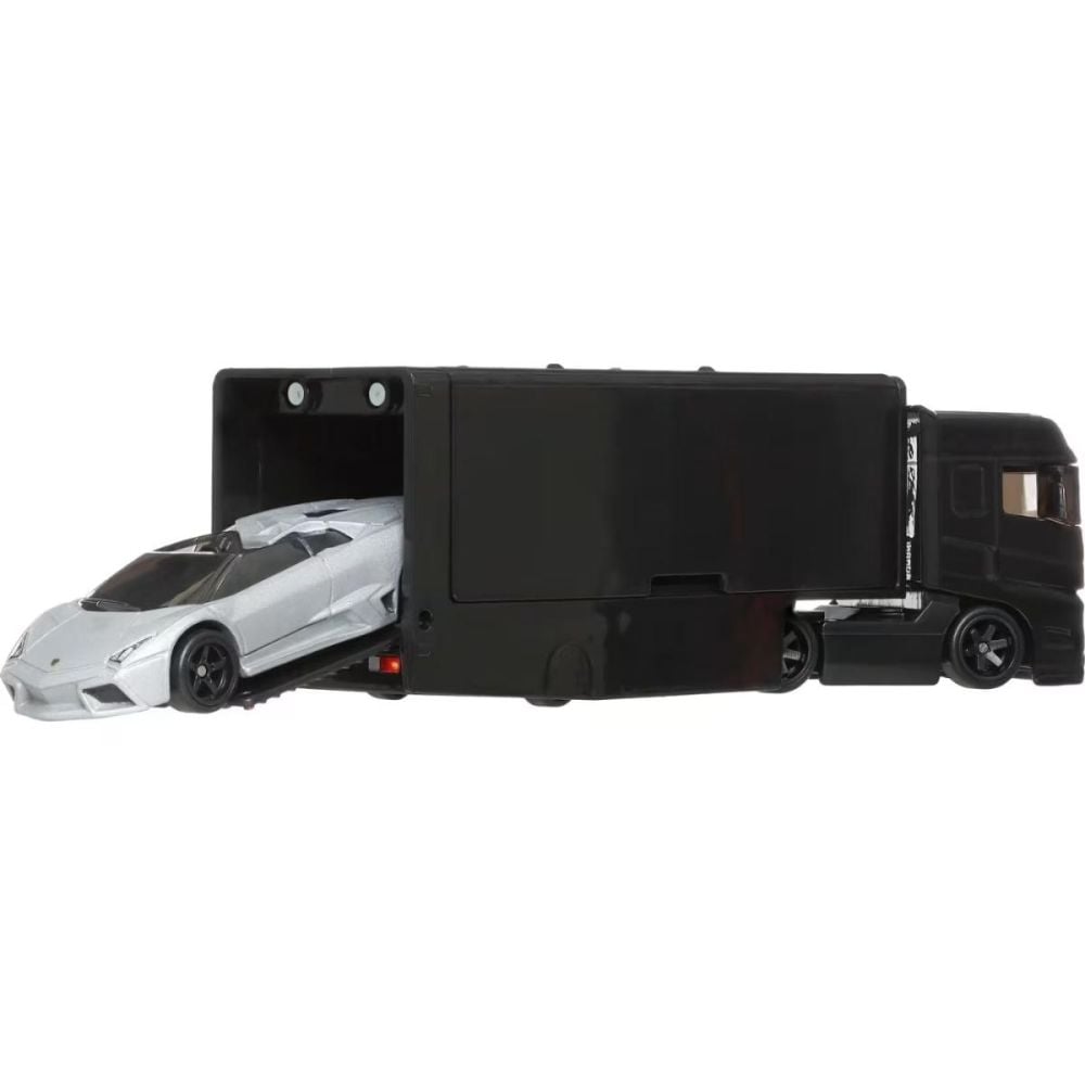 Transportator cu masinuta Hot Wheels, Flipside Hauler si Lamborghini Reventon Roadster, JBM31