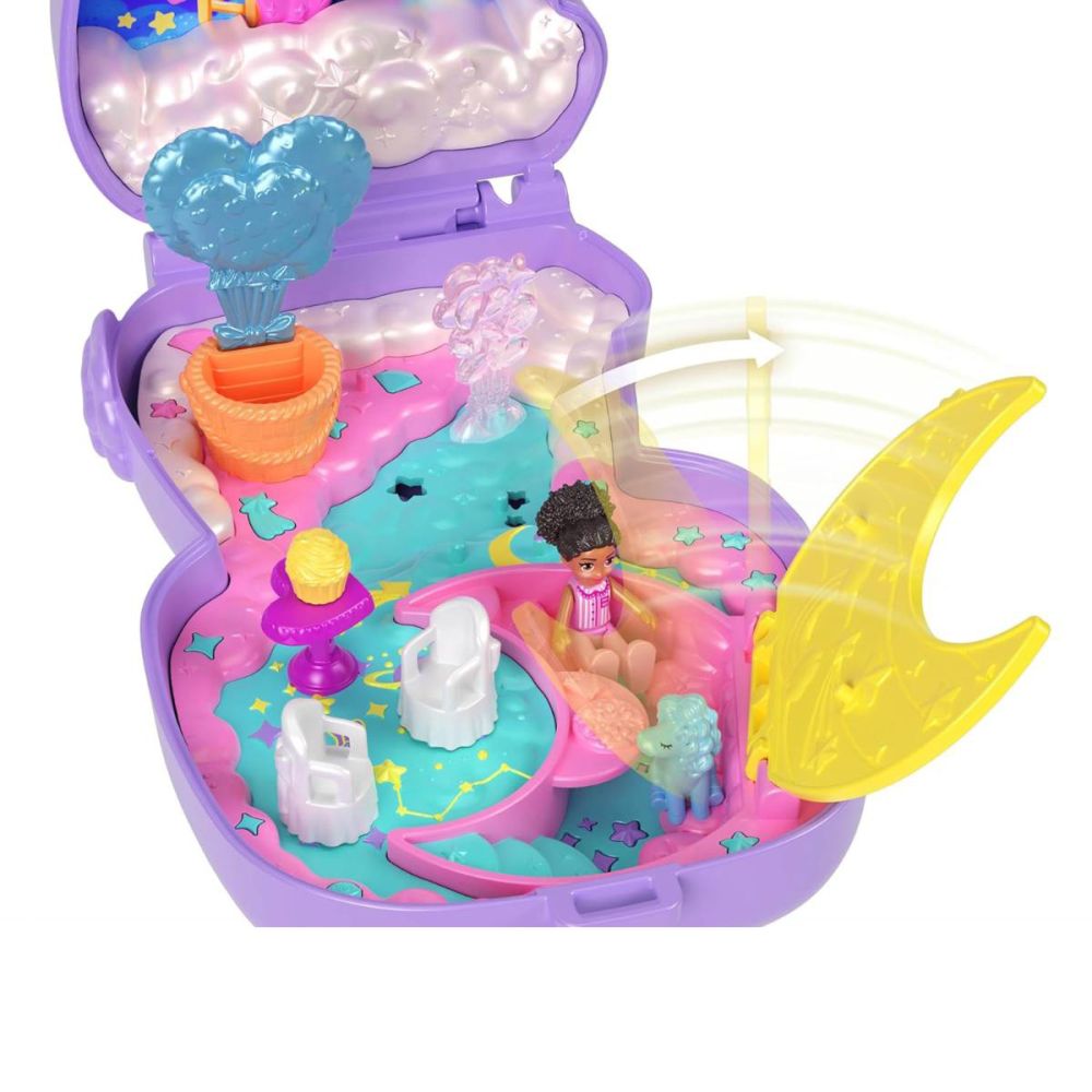 Set de joaca cu papusa si accesorii in gentuta, Polly Pocket, Cozy Dreamland Lamb, JCB15
