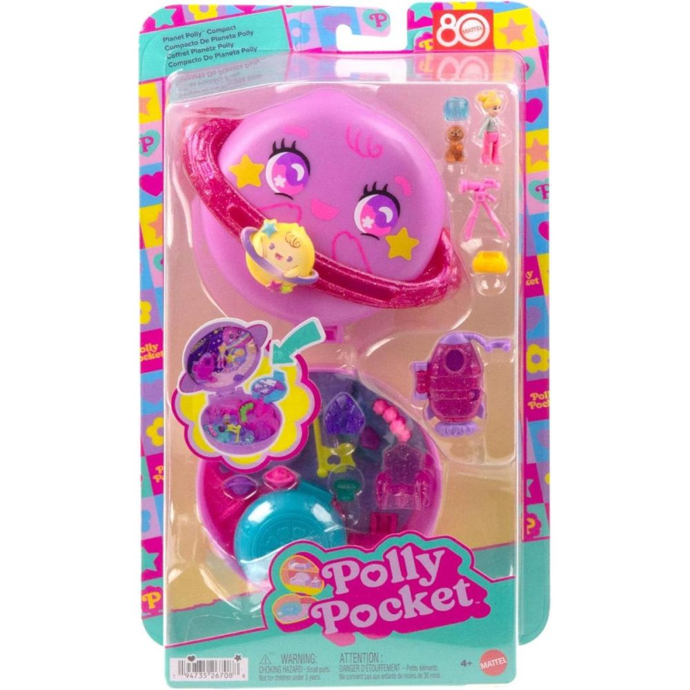 Set de joaca cu papusa si accesorii in gentuta, Polly Pocket, Planet Polly Space Casket, JCB18