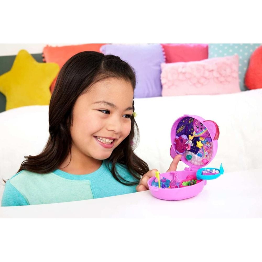 Set de joaca cu papusa si accesorii in gentuta, Polly Pocket, Planet Polly Space Casket, JCB18