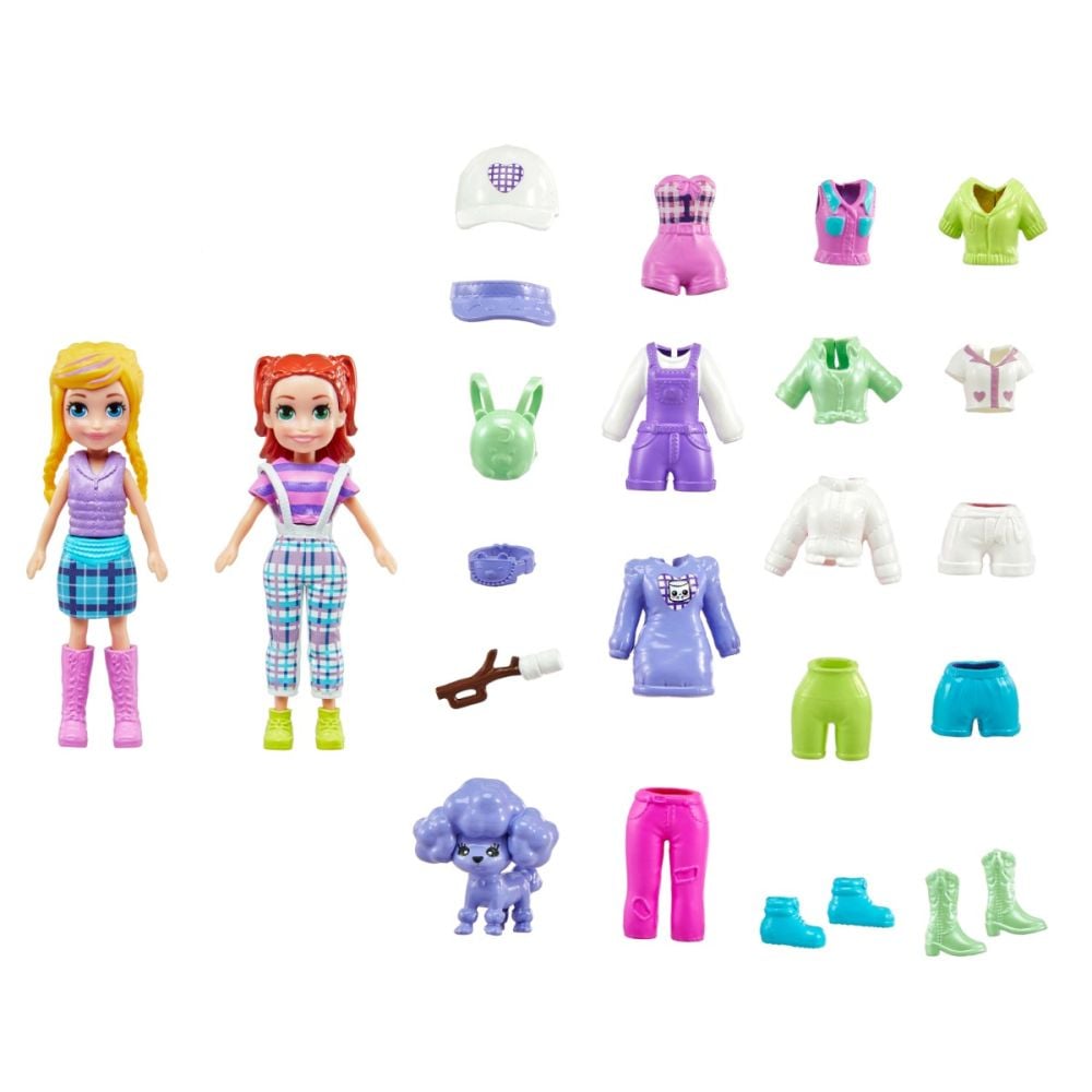Set 2 papusi cu haine si accesorii, Polly Pocket, JCB23