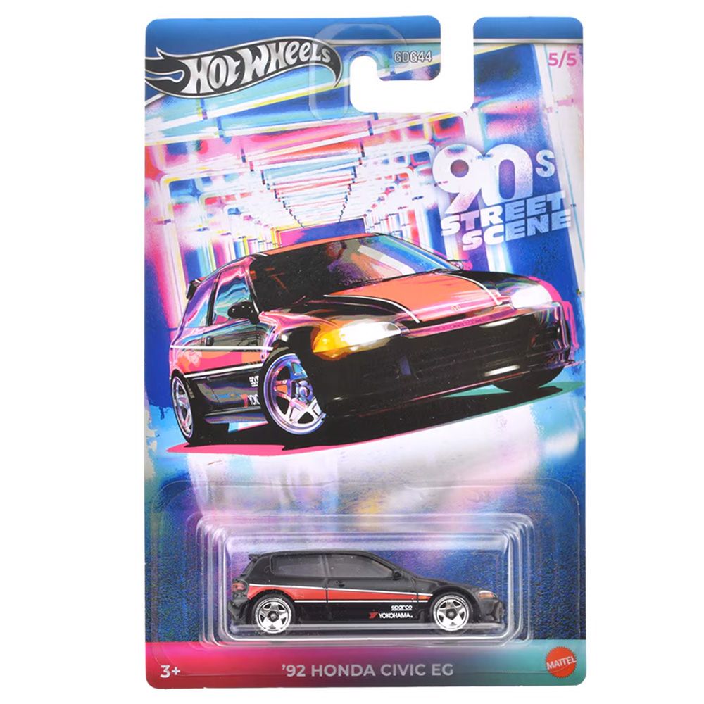Masina metalica, Hot Wheels, 90 Street Sport, 92 Honda Civic EG, 1:64, JCB56