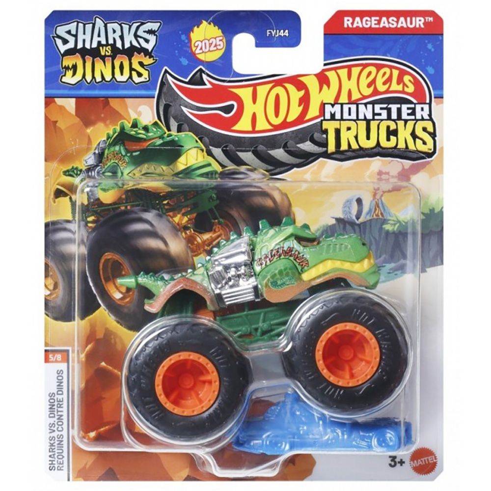 Masinuta Hot Wheels, Monster Truck, Sharks vs Dinos, Rageasaur, JCD74