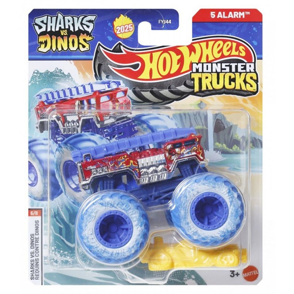 Masinuta Hot Wheels, Monster Truck, Sharks vs Dinos, 5 Alarm, JCD88