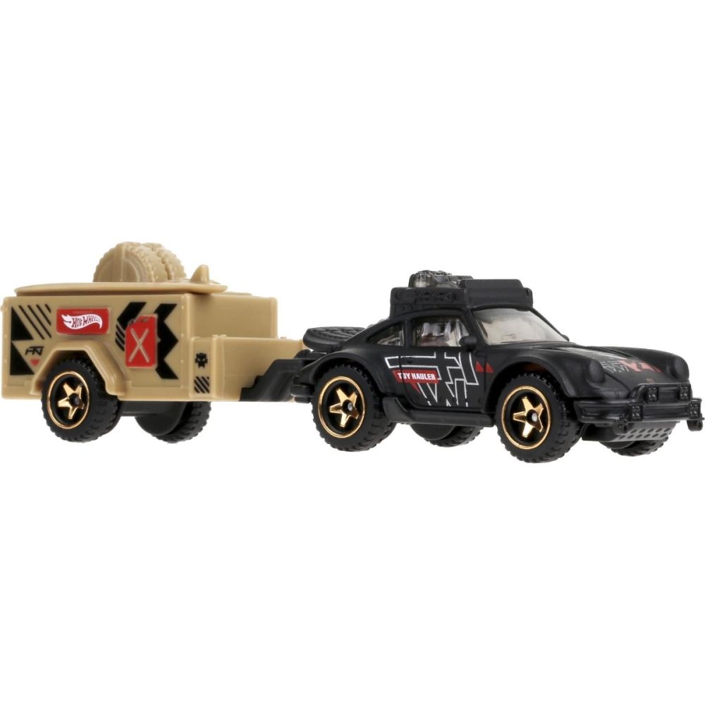 Set camion cu remorca, Hot Wheels, Track Fleet, Porsche 911 Off-Roader, JCM65