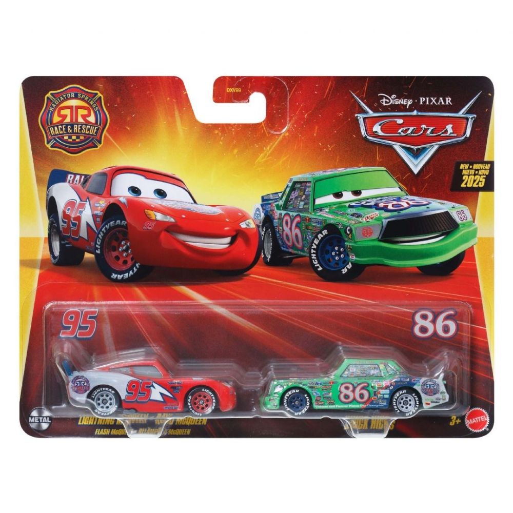 Set 2 masinute din metal, Disney Cars, Lightning McQueen si Chick