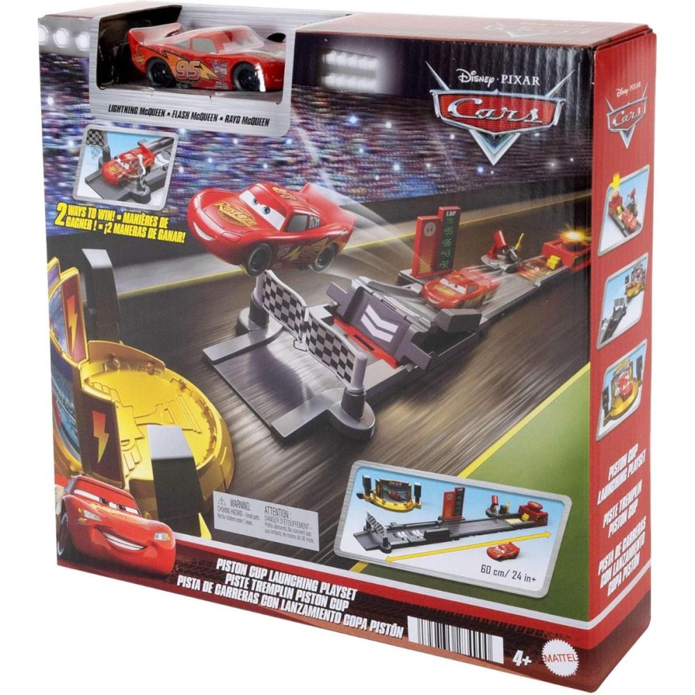 Set de joaca cu masinuta Disney Cars, Piston Cup Jump and Stunt Runway, JDJ02