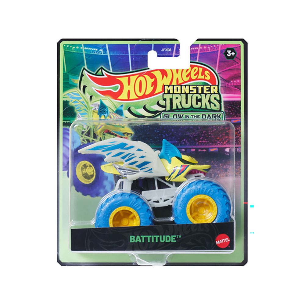 Masina Hot Wheels, Monster Truck, Glow In The Dark, Battitude, JFX16