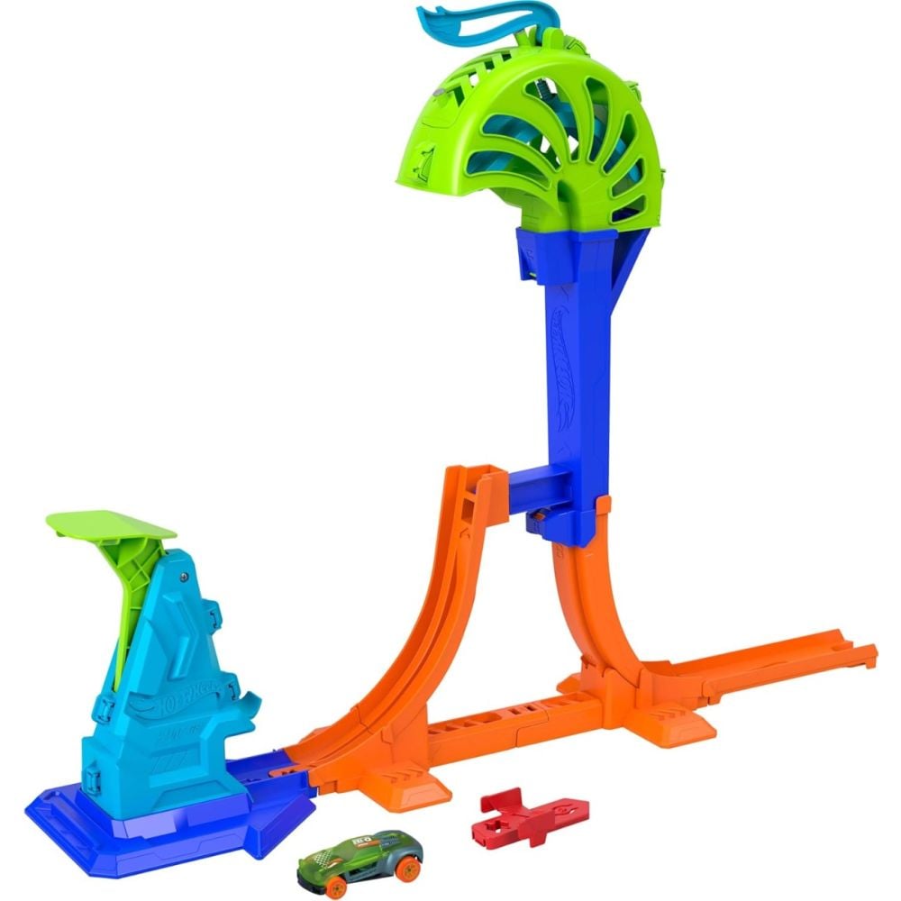 Set de joaca cu masinuta, Hot Wheels, Stunt Tracks, Power Launch Champion, JHK75