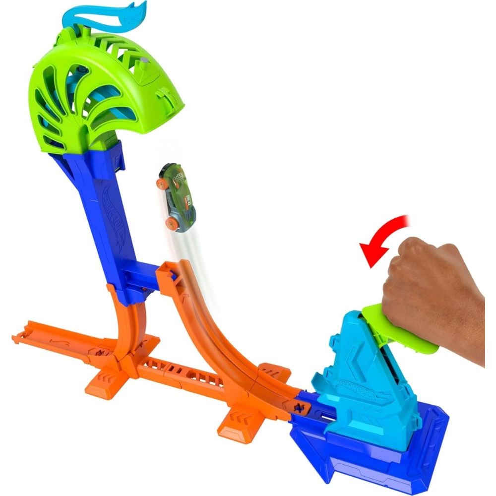 Set de joaca cu masinuta, Hot Wheels, Stunt Tracks, Power Launch Champion, JHK75