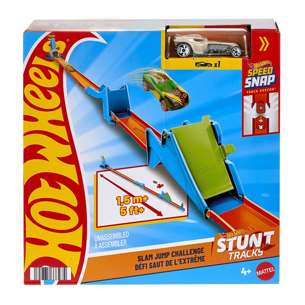 Set de joaca cu masinuta, Hot Wheels Stunt Track, Slam Jump Challenge, JHK78