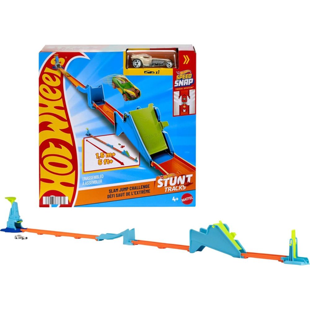 Set de joaca cu masinuta, Hot Wheels Stunt Track, Slam Jump Challenge, JHK78