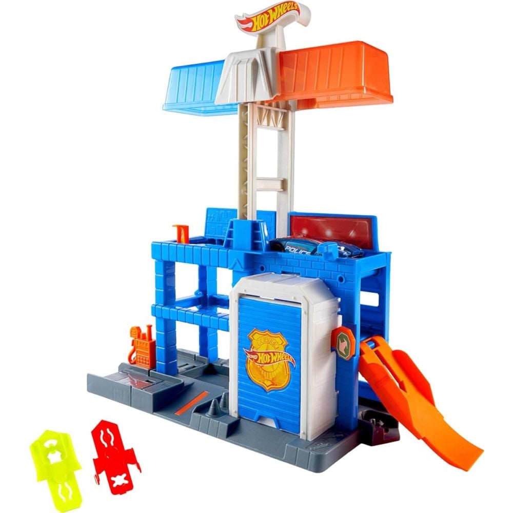 Set de joaca cu masinuta, Hot Wheels, Downtown, Police Tower, JHL74