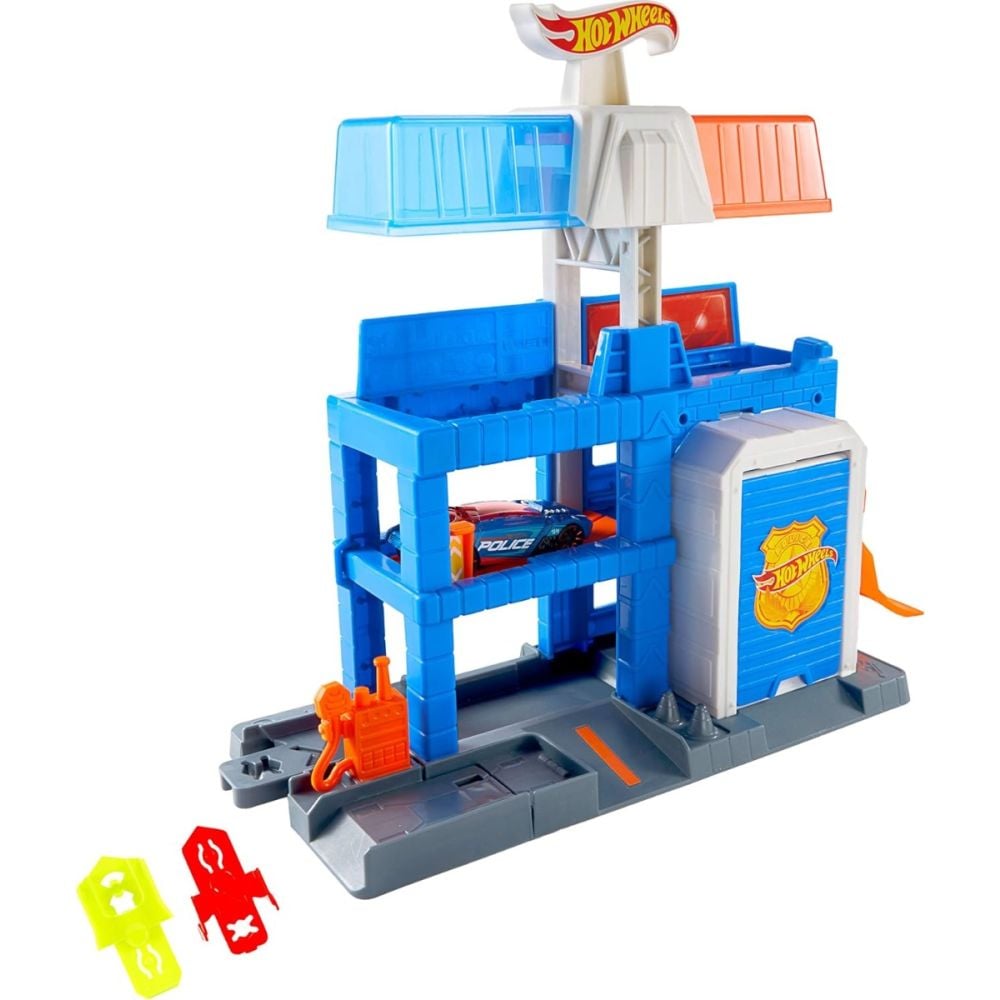 Set de joaca cu masinuta, Hot Wheels, Downtown, Police Tower, JHL74