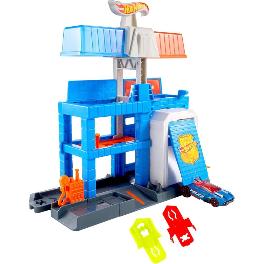 Set de joaca cu masinuta, Hot Wheels, Downtown, Police Tower, JHL74