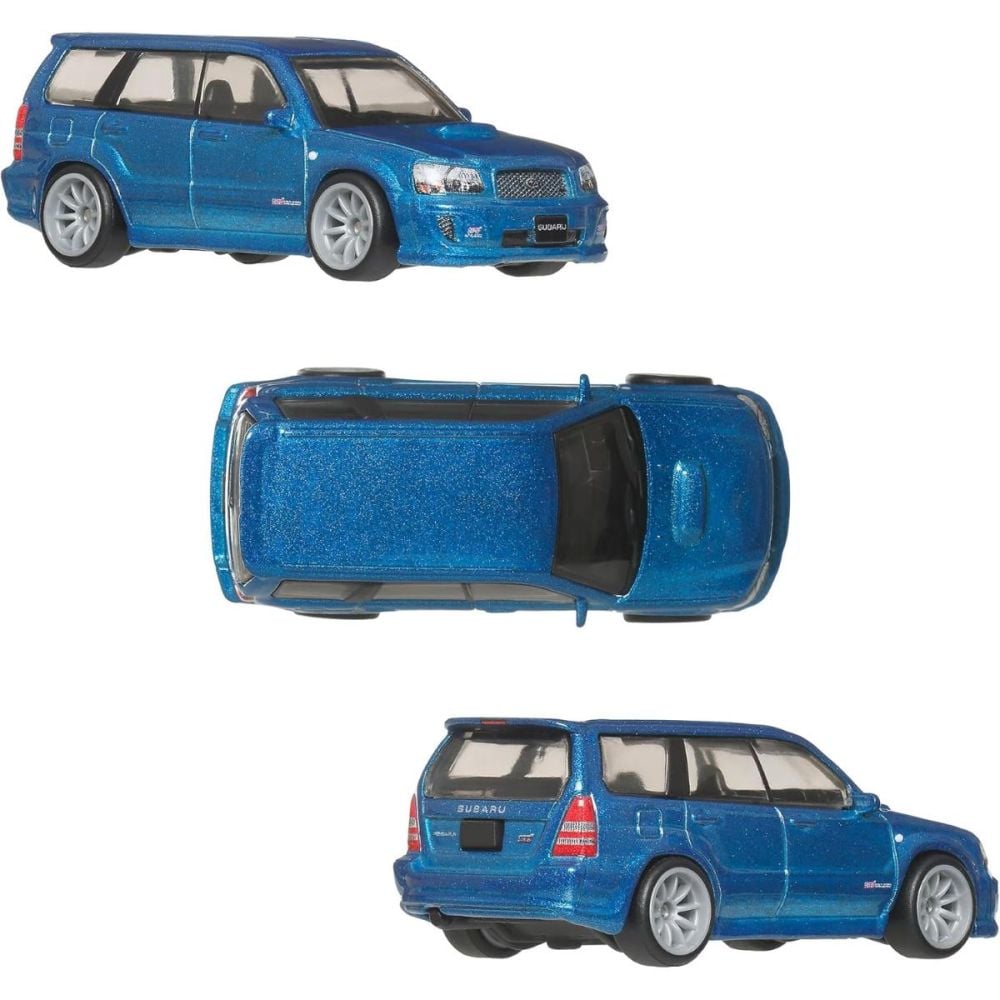 Set 2 masini metalice, Hot Wheels, Car Culture, 2005 Mitsubishi Lancer Evolution IX Wagon si 2004 Subaru Forester STI, JHW46