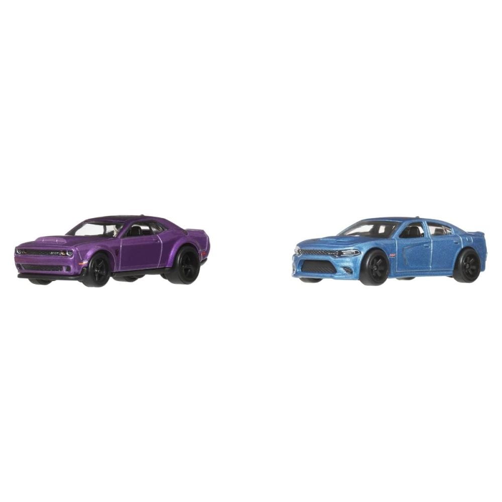 Set 2 masini metalice, Hot Wheels, Car Culture, 2018 Dodge Challenger SRT Demon & 2015 Dodge Charger SRT, JHW47