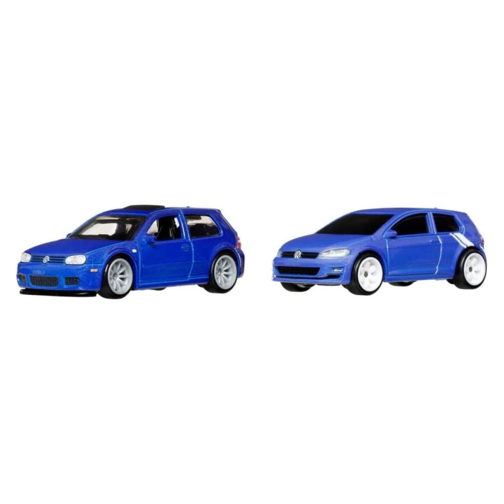 Set 2 masini metalice, Hot Wheels, Car Culture, Volkswagen R32 Gold 2004 si Volkswagen Golf MK7, JHW49
