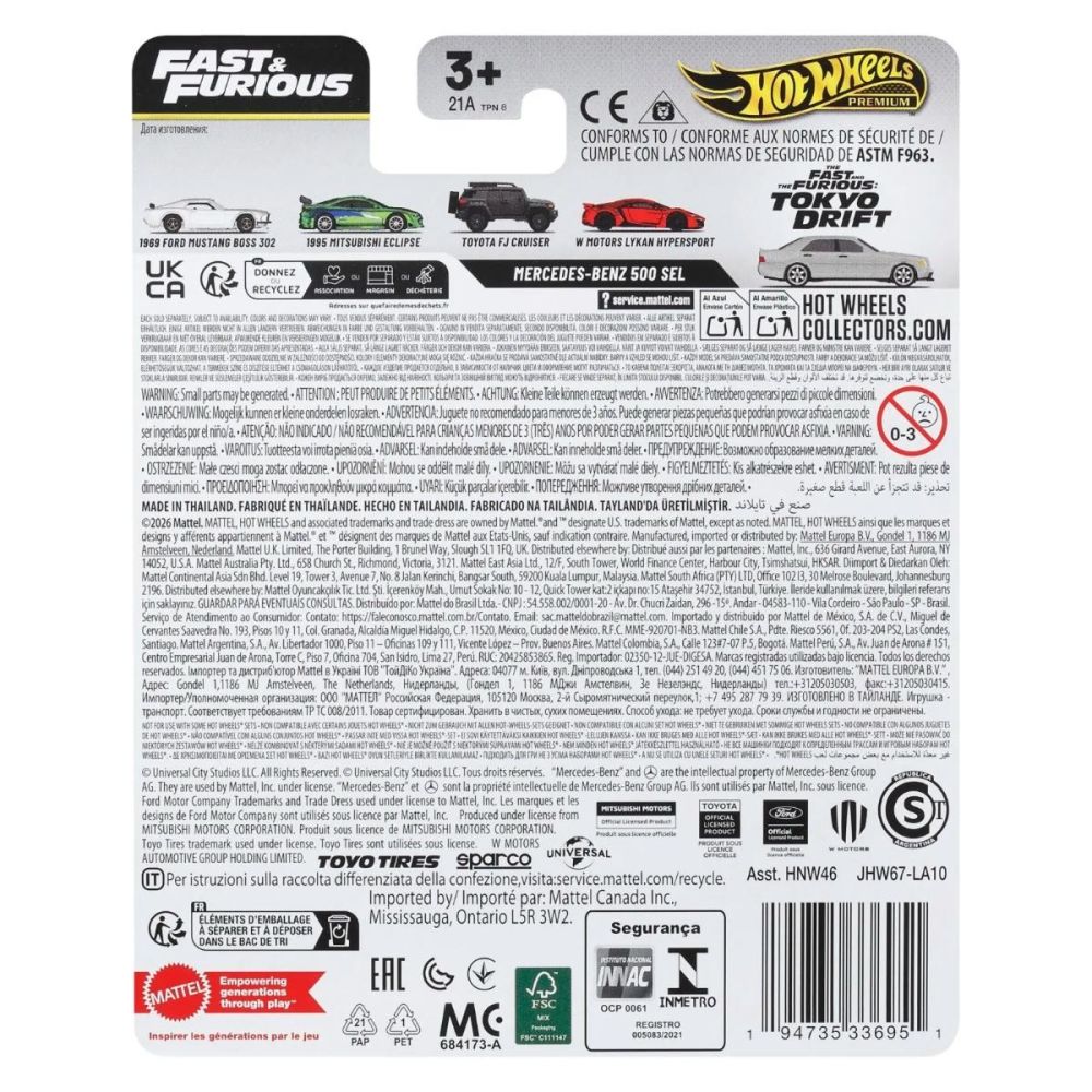 Masinuta Fast and Furious, Hot Wheels, Mercedes-Benz 500 SEL, JHW67