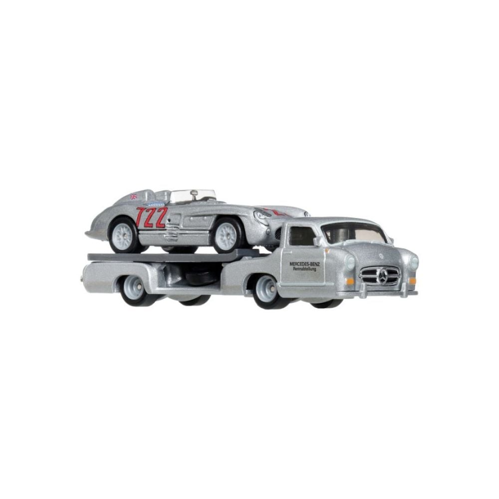 Transportator cu masinuta Hot Wheels, Car Culture Team Transport, Mercedes-Benz 300 SLR si Mercedes-Benz Renntransporter, JHX90