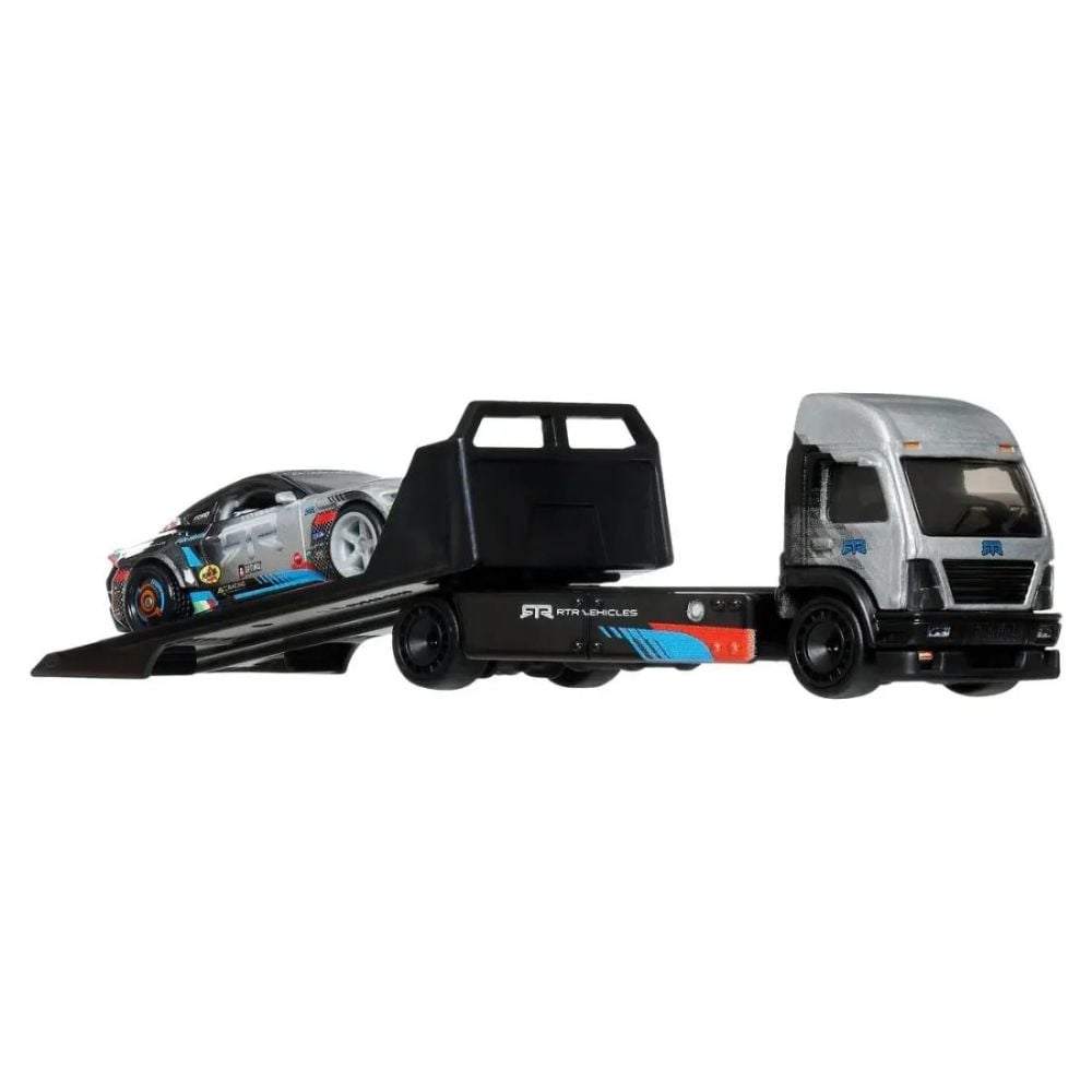Transportator cu masinuta Hot Wheels, Car Culture Team Transport, 2024 Ford Mustang RTR Spec 5-FD si Aero Lift, JHX92