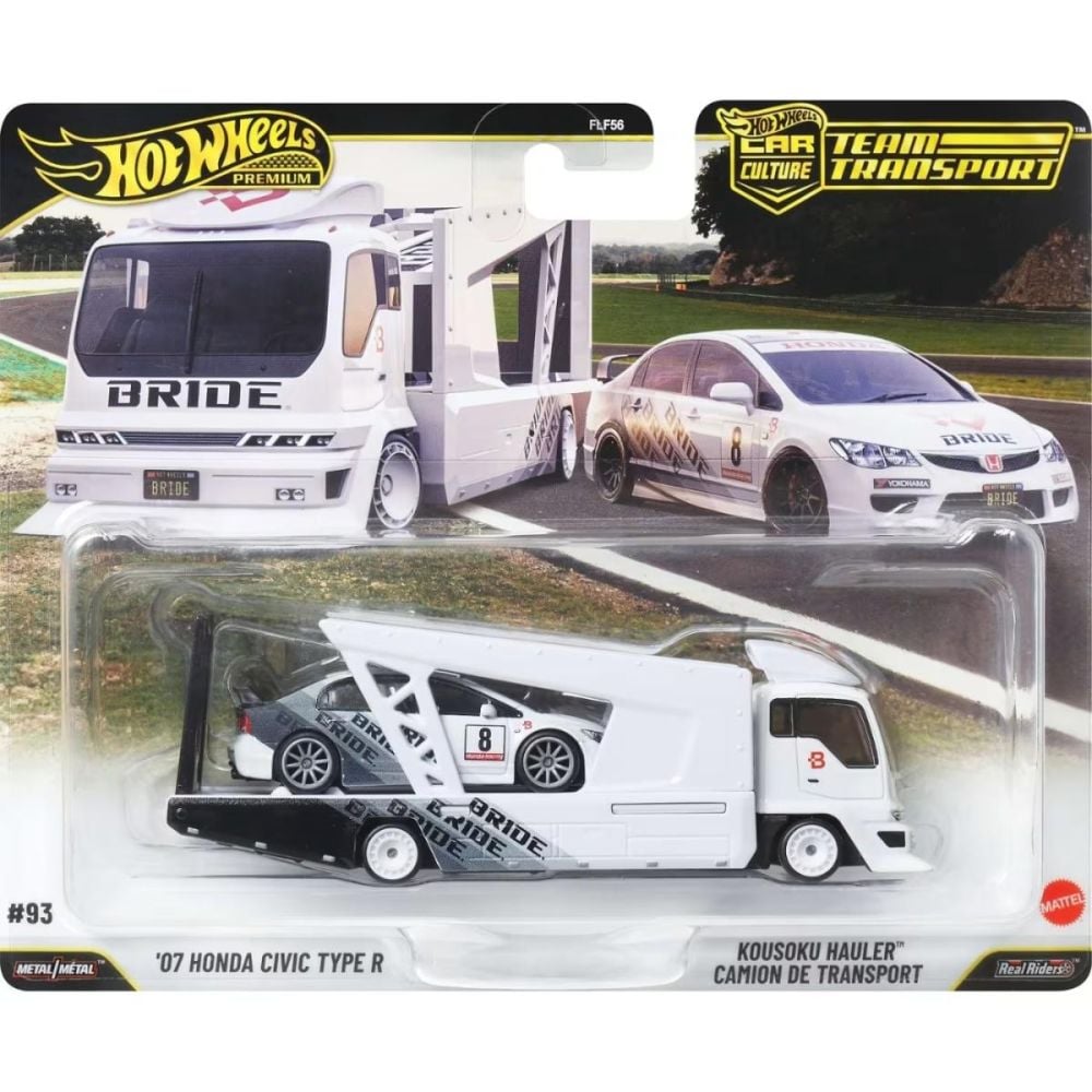 Transportator cu masinuta Hot Wheels, Car Culture Team Transport, HW Honda Civic Type-R si Kousoku Hauler, JHX94