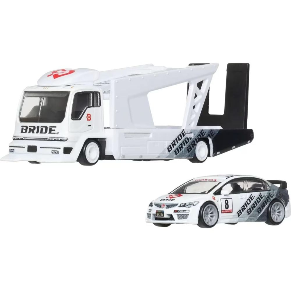 Transportator cu masinuta Hot Wheels, Car Culture Team Transport, HW Honda Civic Type-R si Kousoku Hauler, JHX94