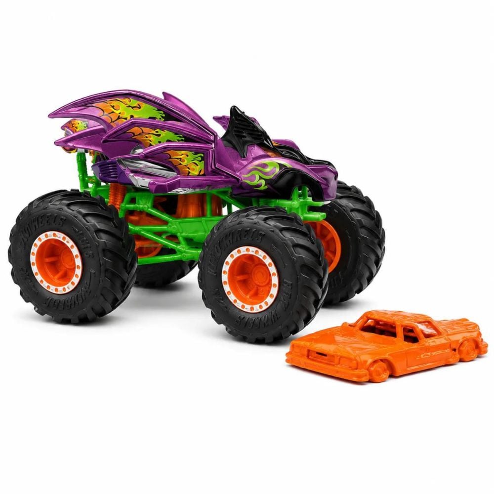 Masinuta Hot Wheels, Monster Truck, Crushed Car, Battitude 2026, JHY44