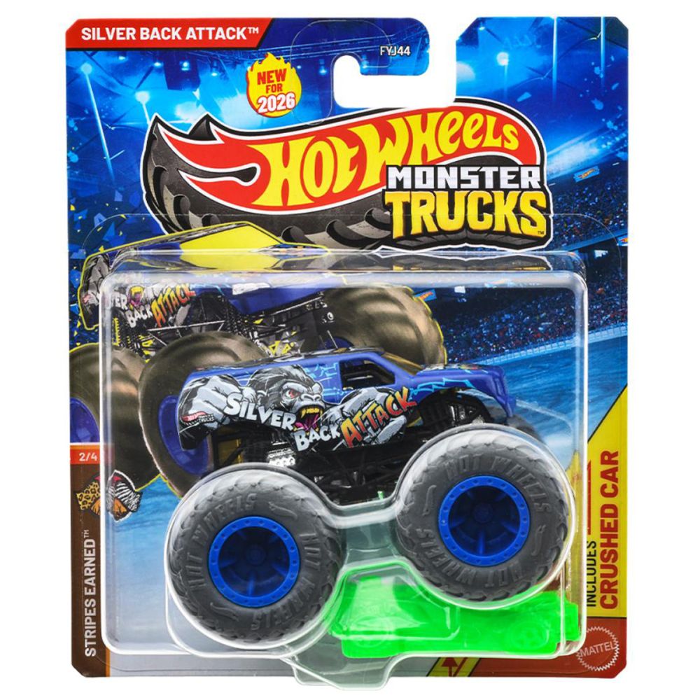Masinuta Hot Wheels, Monster Truck, Silver Back Attack, JHY67