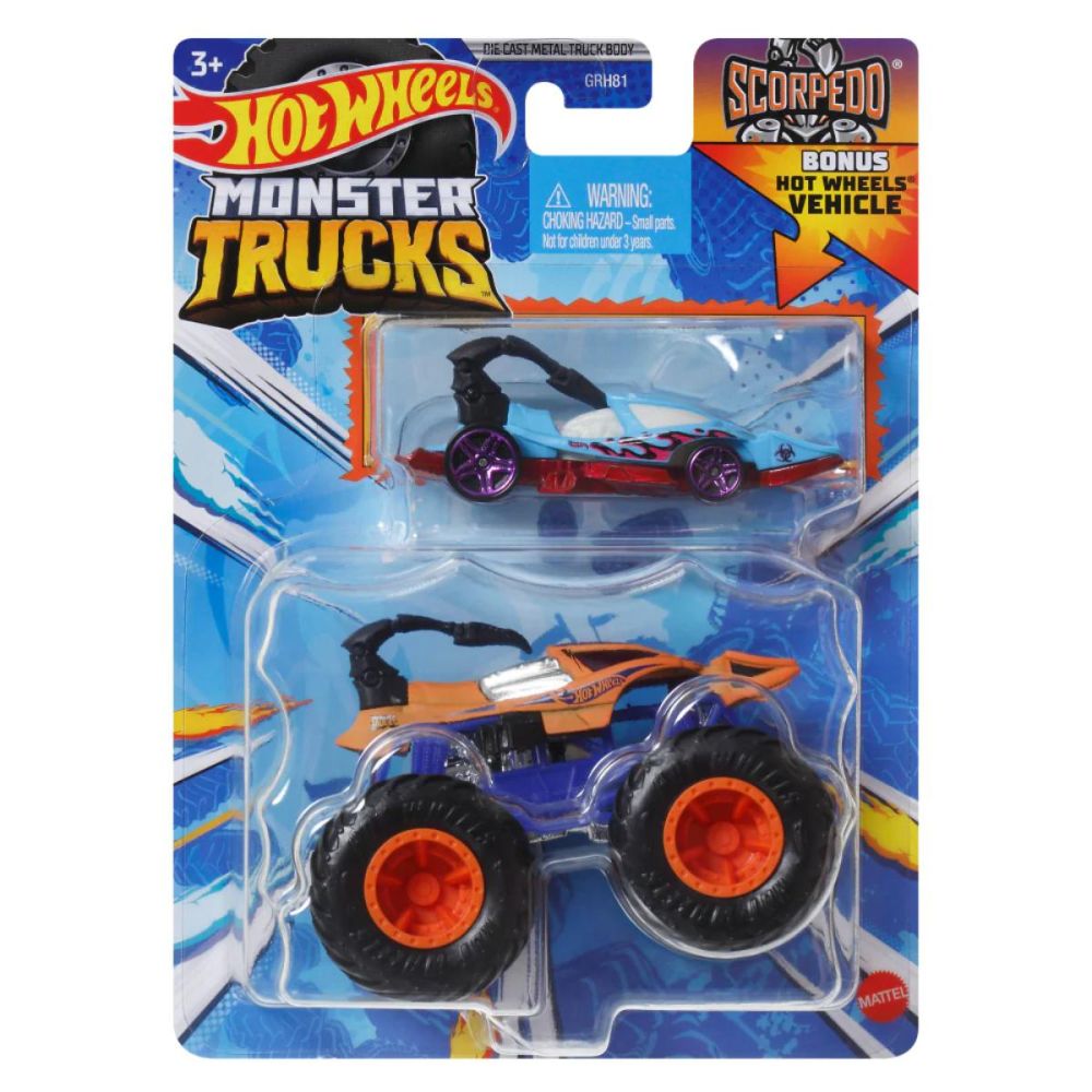 Set 2 vehicule, Hot Wheels, Monster Truck, Scorpedo, 1:64, JJT61