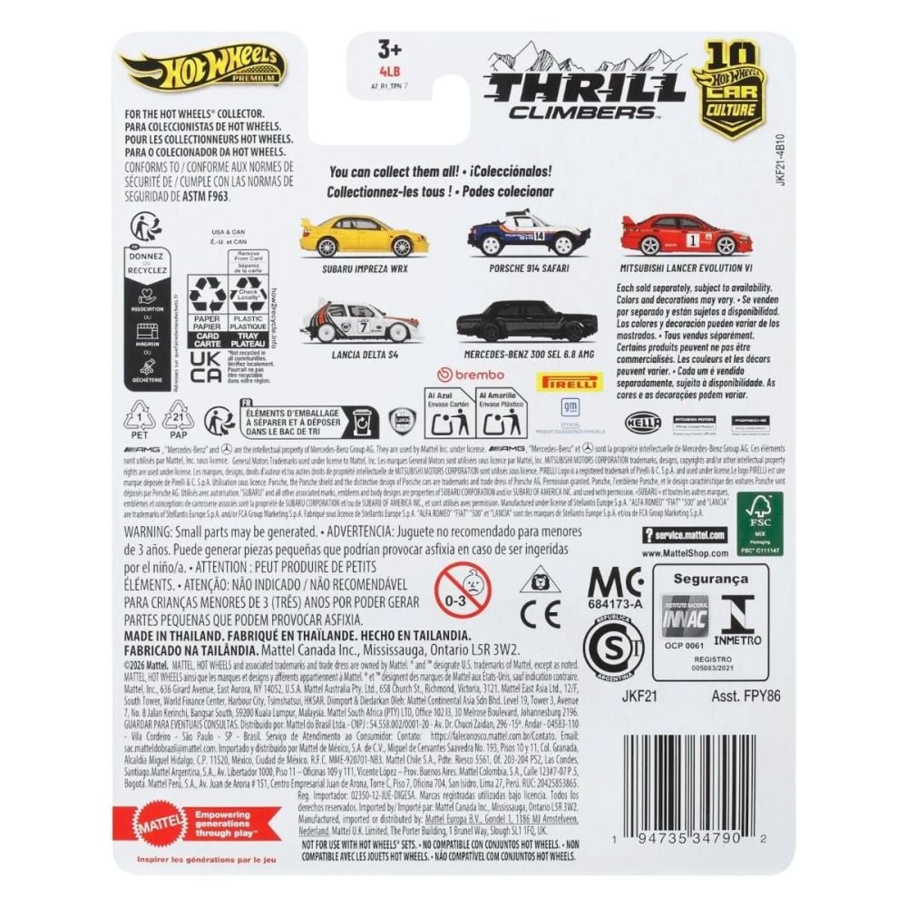 Masina metalica, Hot Wheels Premium, Car Culture, Thrill Climbers, Subaru Impreza WRX, JKF21