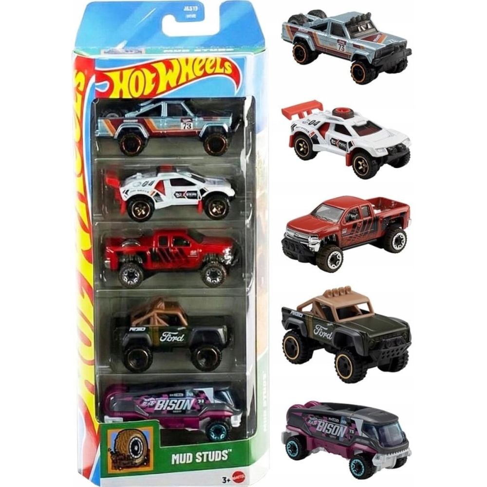 Set 5 masinute Hot Wheels, Mud Studs, JKG10