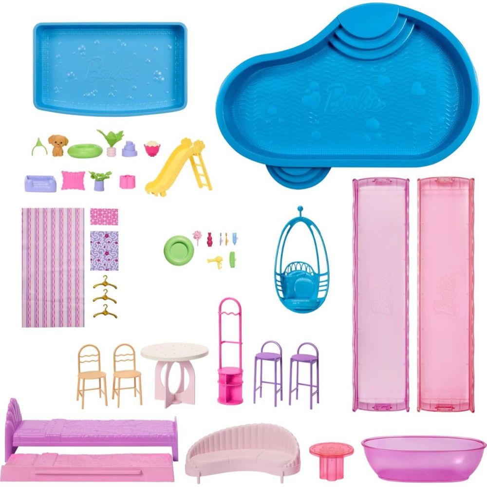 Set casa de papusi Barbie Dream Land, Dreamhouse, 65 piese, JKG84