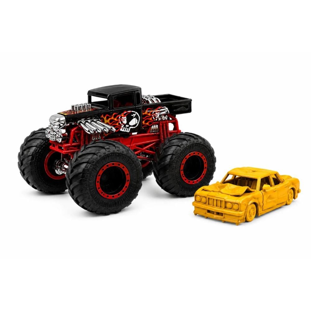 Masinuta Hot Wheels, Monster Truck, Crushed Car, Bone Shaker, JKJ93