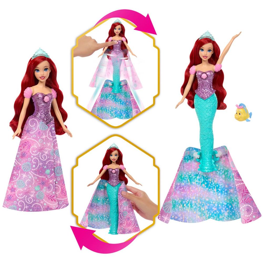 Papusa Ariel transformabila din printesa in sirena, Disney Princess, JLK19