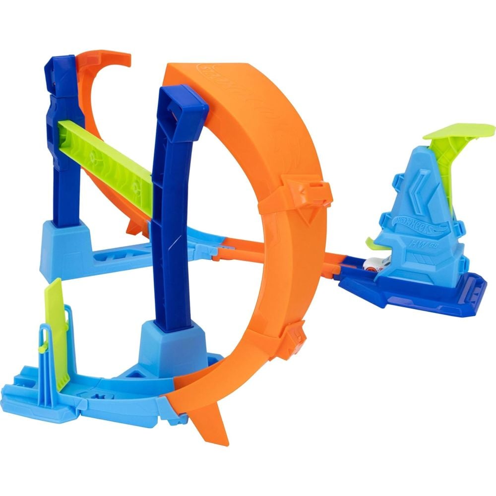 Set de joaca cu masinuta, Hot Wheels, Stunt Tracks, Corkscrew Jump Champion, JLM91