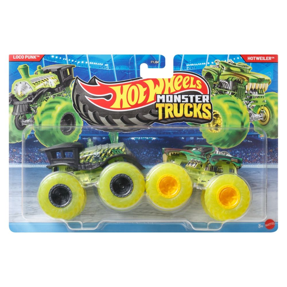 Set 2 masinute Monster Truck, Hot Wheels, Loco Punk si Hotweiler, JLV79