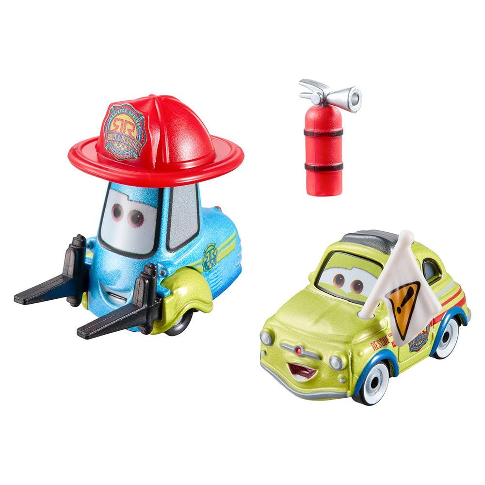 Set 2 masinute cu accesoriu, Disney Cars, Guido si Luigi, 1:55, JMX75