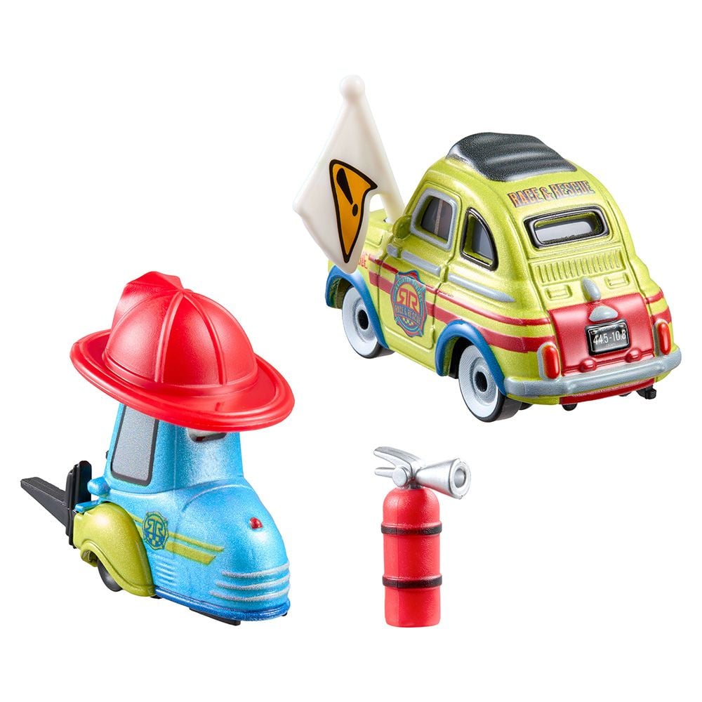 Set 2 masinute cu accesoriu, Disney Cars, Guido si Luigi, 1:55, JMX75